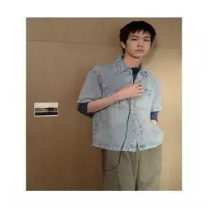 [매장정품] 8seconds 내추럴 슬럽 반소매 데님 셔츠 블루 5019eb