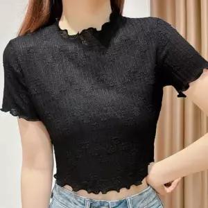 프릴티셔츠 여름크롭티 여성여름티 시스루티셔츠 여성패션 시스루 플라워반팔티
