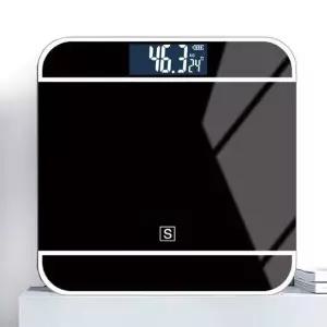 고품질 EDISON i79블랙 강화유리 디지털 LCD 체중계 180kg (WBCE773)
