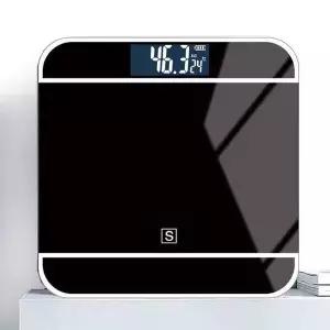 고품질 EDISON i79블랙 강화유리 디지털 LCD 체중계 180kg (WBCE773)