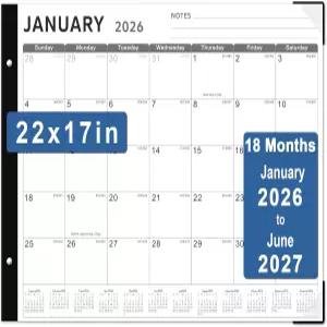 책상 달력 2026 KOPEESY 22인치 x 17인치 대형 2026년 1월부터 2027년 6월까지 18입 가정 사무실 학교를
