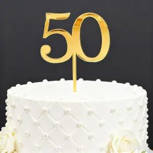 50번 케이크 토퍼 골드 아크릴 50주년 건배 결혼 기념 장식 축하합니다