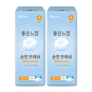 좋은느낌 순면프레쉬 팬티라이너, 롱, 69매, 2개