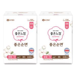 좋은느낌 좋은순면 날개형 울트라슬림, 중형, 36매, 2개