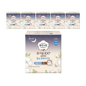 좋은느낌 유기농100%순면커버 입는 오버나이트, 대형, 8매, 6개