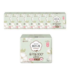 좋은느낌 유기농100%순면커버 날개형 울트라슬림, 중형, 18매, 8개