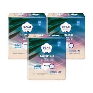 좋은느낌 썸머 입는 오버나이트, 대형, 8매, 3개
