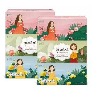 한예지 캐릭터 천연펄프 미용티슈 200매 3입 2팩
