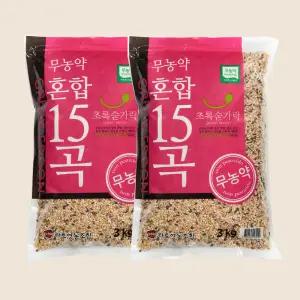 [초록숟가락] 2024년 무농약 혼합15곡 3kg*2EA 6kg 국내산 친환경 혼합곡 혼합잡곡