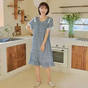 [보리보리/찌니야B]찌니야 국내제작 여성잠옷 오로라꽃 60수 레이온 반팔원피스잠옷