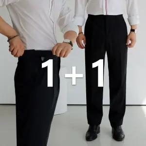 [맨즈북]1+1 시원한 중년남성 여름 양복바지 얇은 스판정장팬츠
