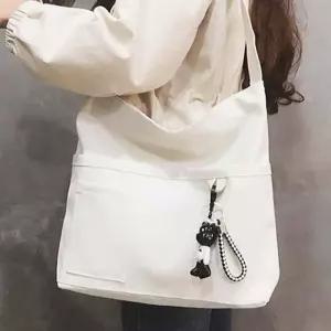 지퍼달린 크로스 에코백 지퍼있는 빅포켓 텀블러 두꺼운 캔버스 사각 무지 검정 흰색