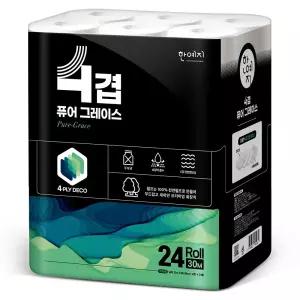 한예지 4겹 퓨어 그레이스 화장지 30m 24롤 1팩 (24롤)