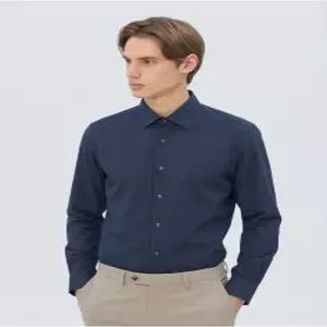닥스 남성 25SS [스테디셀러] 네이비 로고자수 면혼방 긴팔캐주얼셔츠 WMSH5A005N3