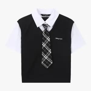 더데이걸 HC37 스쿨룩 레이어드 타이 반팔 THE DAY GIRLS 여아 주니어 아동복 TGRA263
