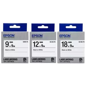 엡손 정품 라벨테이프 SSKP1-PX 흰색바탕 / 검정글씨 3종패키지 9mm/12mm/18mm