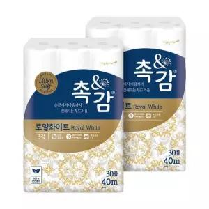 깨끗한나라 촉앤감 로얄화이트화장지40m x 30롤 x 2팩 코스트코 두레샵2604