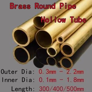 PulXyjZe 1pcs 0.3mm-2.2mm 외경 H65 초극세 황동 원형 튜브 중공 직선 파이프 내경 200m-500mm Le