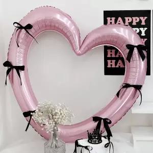 [파티아일랜드]발레코어 감성 하트 프레임 풍선 세트 핑크 생일 포토존 홈파티 꾸미기