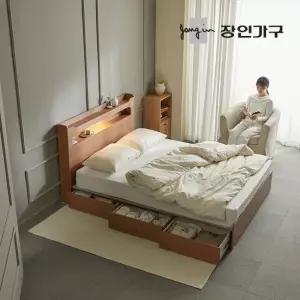 메이비 LED 직선헤드 수납 침대프레임 더블 D +포켓폼 (높이230)