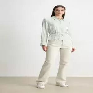 라펠 카라 긴소매 슬림 벨티드 메탈릭 셔츠 4387801