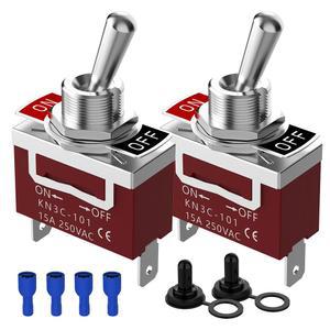 방수 토글 스위치, 말리텔레 SPST 2핀 ON/OFF 마린 12V DC 30A/125VAC 20A 헤비 듀티 차량 및 보트용 캡 단자 포함-2