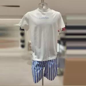 [Calvin Klein]남성 코튼 포플린 슬립 반팔 쇼츠 잠옷 세트 NM2903-3L4