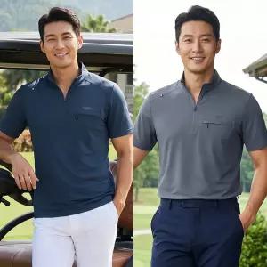 이신우 콜드팜 집업반팔티 중년남성 골프웨어쿨티셔츠