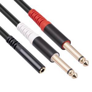 금도금 스테레오 TRS Aux 케이블  3.5mm 암 잭-2x6.35mm 어댑터  듀얼 모노 수 오디오 AUX 코드  1/4 인치