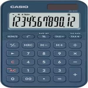 CASIO MS20YC 소형 데스크탑 계산기 시간 계산 네이비 블루