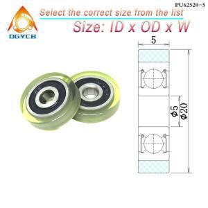 폴리우레탄 성형 베어링 롤러 PU62520-5 PU 코팅 도르래 고무 휠 20mm 직경 5mm 보어 5x20x5 1개