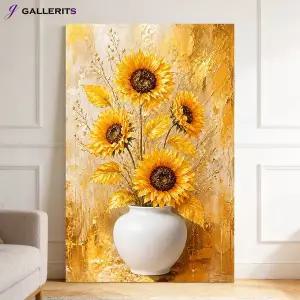 [GALLERITS]황금 해바라기 달항아리 돈들어오는 그림 거실 인테리어 액자 개업선물