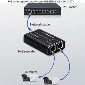 알루미늄 합금 상자 POE 익스텐더 2 포트 100M 네트워크 스위치 리피터 30W IEEE8023af/at NVR IP 카메라용
