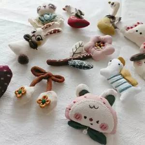 2025년 수제 패브릭 브로치 사과 토끼 오리 귀여운 DIY 펜던트
