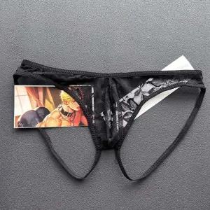 남성 레이스 속옷 투명한 끈 팬티 로우 허리 g 스트링 블랙 레드 통기성
