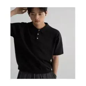[매장정품] 8seconds 파인터치 코튼 칼라넥 반소매 니트 블랙 10cdd3