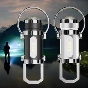 강력한 미니 COB LED 키체인 손전등 USB 충전식 걸이형 작업등 방수 키케이스 캠핑 산책용 포켓 램프