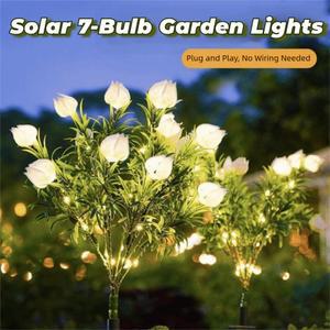 식물등 GARDENIA 꽃 태양광 인공 멀티 조경 방수 컬러 42LED 램프 변경 조명 지상 장착형