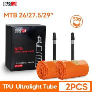 ThinkRider 2PSC 초경량 자전거 내부 튜브 26 27.5 29 인치 MTB 자전거 TPU 소재 타이어 45mm 프랑스어 밸