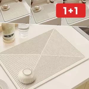규조토 주방매트 물기제거 식기 건조대 싱크대 테이블 설거지 흡수 패드 컵  1+1