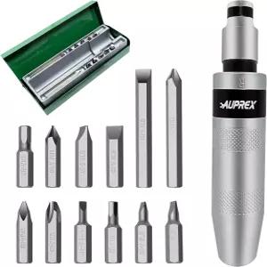 AUPRE 수동 충격 드라이버 12인치 리버서블 핸드 세트 12피스 CRV 슬롯이 있는 해머 녹슨 패스너 또는 고정