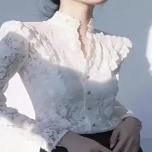 여자레이스블라우스 가을 프렌치 톱 차이나 럭셔리 긴팔 예쁜 레이스 셔츠 슬림핏 힛템