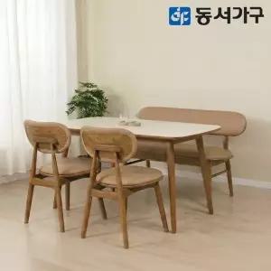 [동서가구]테마 NE1 세라믹 4인 벤치 원목 식탁세트 (의자2+벤치1) DF646248
