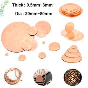 1/2pcs T2 순수 구리 라운드 플레이트 원형 시트 두꺼운 0.1mm - 5mm 디스크 직경 30mm 35mm-50mm