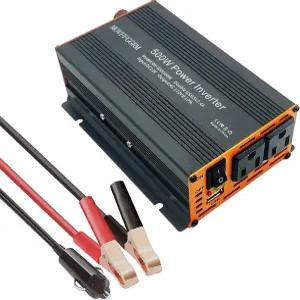 차량용 500W 파워 인버터 수정 사인파 DC 12V에서 110V 120V 뉴 블랙