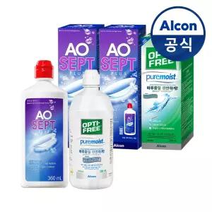 옵티프리 렌즈세척액 에이오셉 플러스 360ml 2개+퓨어모이스트 300ml 1개