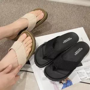 [디아슈즈]니티 국산 남자 패브릭 스트랩 통굽 키높이 쪼리 슬리퍼 4cm