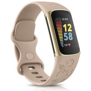 Fitbit Charge 6 용 꽃 새겨진 TPU 스트랩 5 밴드 손목 팔찌 Correa Smartwatch 액세서리