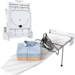 니소르파 벽걸이 다림질 보드 37.9 x 11.8 소형 접이식 180 회전 세탁실 망토룸 아파트용 내열 커버가 있는
