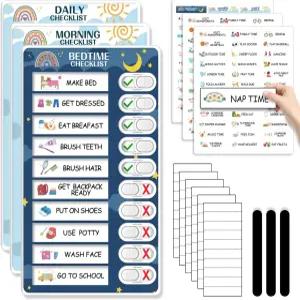 들을 위한 커스텀마스터 3 in 1 취침/아침/일일 루틴 차트 마그네틱 안무 시각적 스케줄 목록